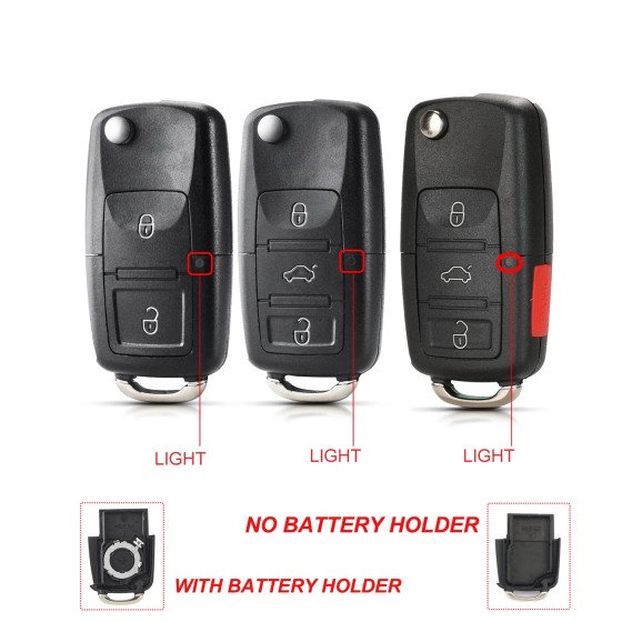Audi 2/3/3+1 Buttons Remote Car Key Case Shell With/Without battery hold