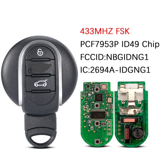 BMW Mini Cooper 3Buttons 315/433MHz FSK PCF7953P ID49 Chip NBGIDGNG1 2694A-IDGNG1(No logo/With logo)