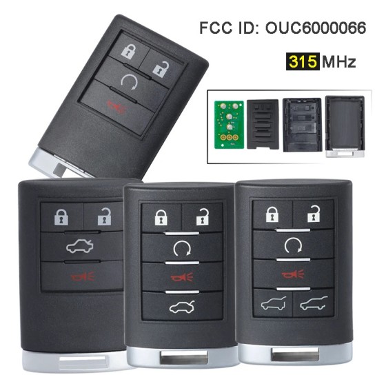 Cadillac 3+1/4+1/5+1 Buttons Smart key OUC6000066 315Mhz(No logo/With logo)