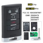 Cadillac SRX  Keyless 5 Button Remote Key Fob 315/433MHz NBG009768T(No logo/With logo)