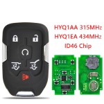 Chevrolet smart key 5+1 Buttons(SUV)  46 Chip HYQ1AA/HYQ1EA(315/433 Mhz)(No logo/Chevrolet logo/GMC logo)