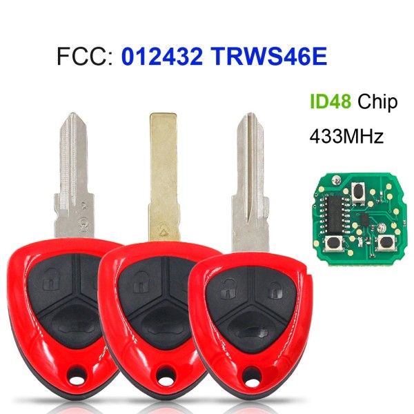 433MHz ID48 Replacement 3 Buttons Remote Key Blank Fob(No logo/With logo)