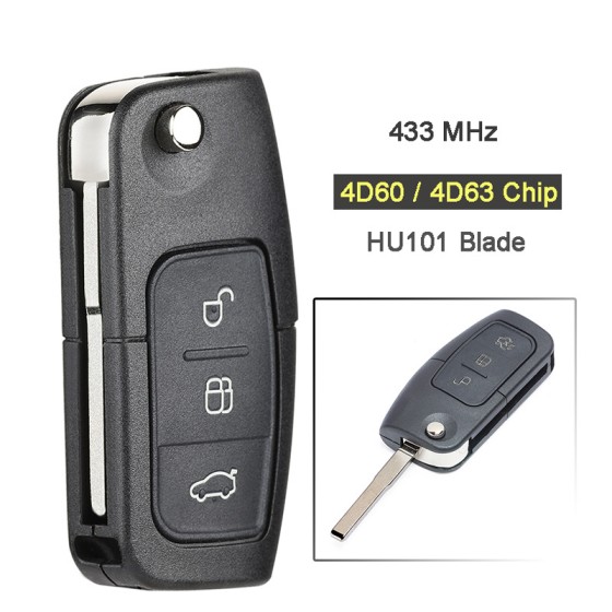 FOR 3 Buttons 433MHz 4D63 Chip HU101 (No logo/With logo)