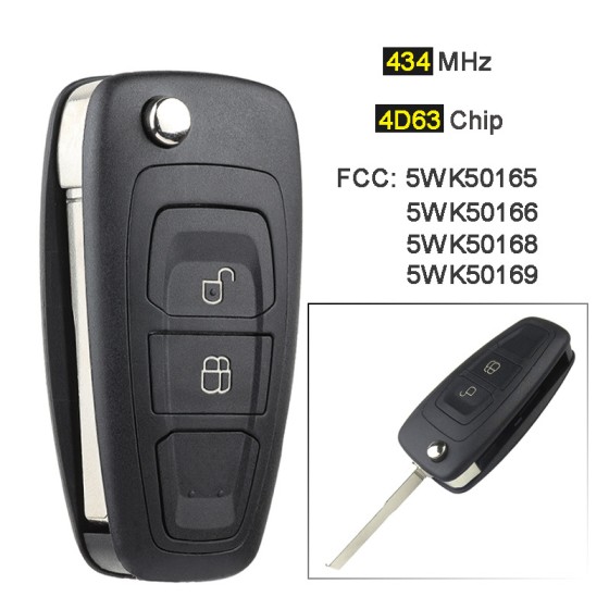 Ford 2 Buttons 434MHz 4D63 Chip 5WK49986 AB39-15K601-DA (With logo)