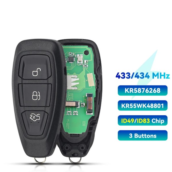 Ford 3 Buttons 434MHz ID49/ID63 Chip KR5876268/KR55WK48801 (With logo)