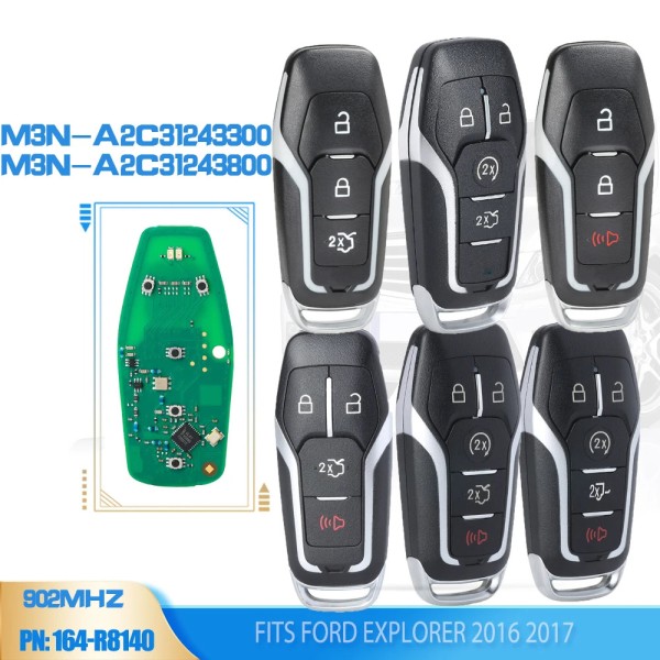 2016-2017 Ford Explorer / 4-Button Smart Key / PN: 164-R8140 / M3N-A2C31243300  (No logo/With logo)