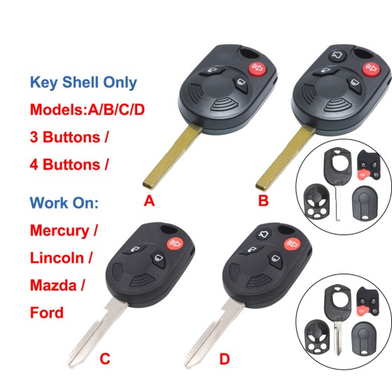 Ford 2+1/3+1 Buttons Car Key Shell (No logo/With logo)