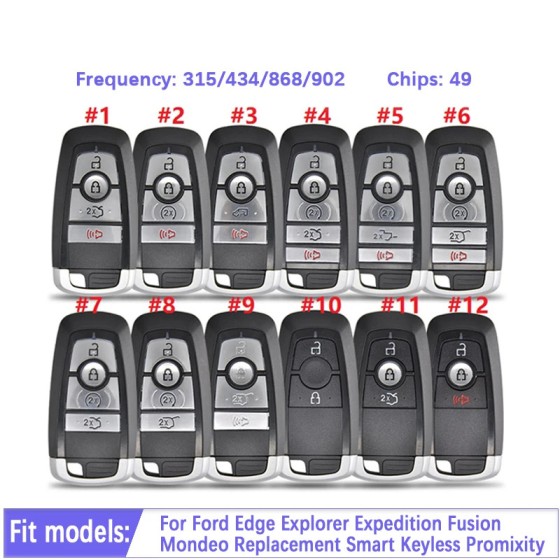 Ford 3+1/4+1/4/2/3/2+1 Buttons Smart Car Key Shell (No logo/With logo)