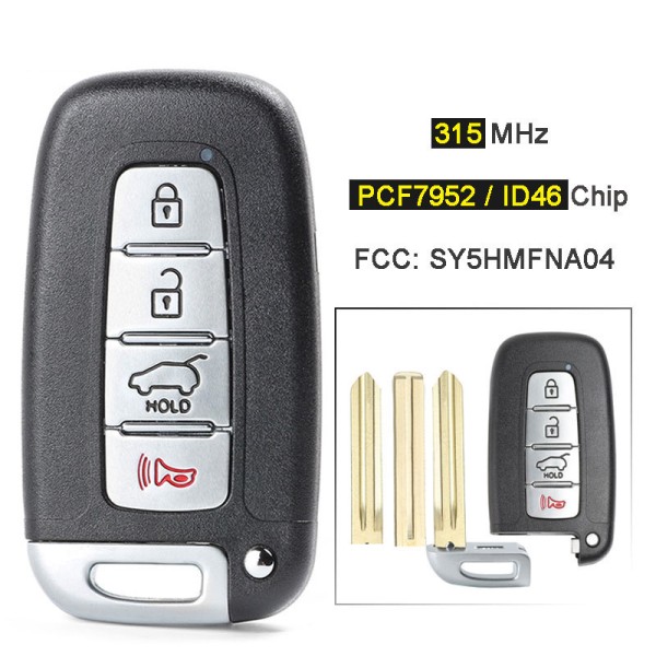 SY5HMFNA04 4BTN HYN14R/TOY40/HYN14 Blade 315MHz PCF7952 Chip(No logo/With logo)