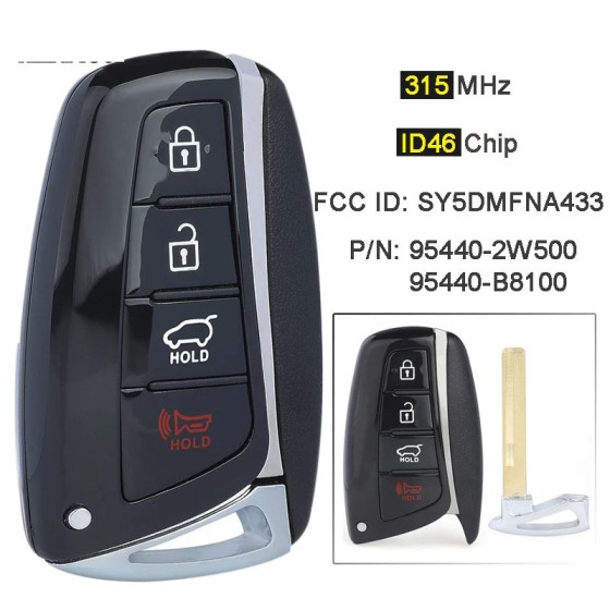 4 Buttons SUV 315 or 433MHz ID46 Chip FCC ID: SY5DMFNA433 P/N: 95440-B8100 / 95440-2W500