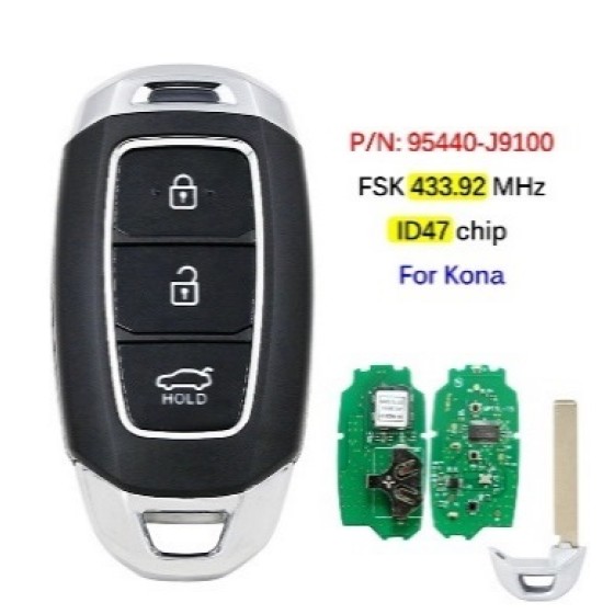 Hyundai Kona 2018 2019 2020 95440-J9100 NCF29A1X / HITAG 3 / 47 Chip 433.92MHz FSK