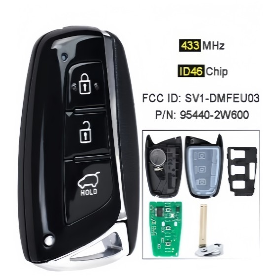 3 Buttons SUV Hyundai Santa Fe 2012-2017 433MHz CAN ID46/ID47 Chip SVI-DHFGE03 95440-2W600