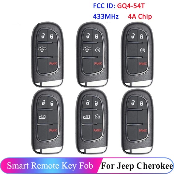 GQ4-54T 433MHz Hitag AES 4A Chip For Jeep Cherokee 2014 - 2020 (No logo/With logo)