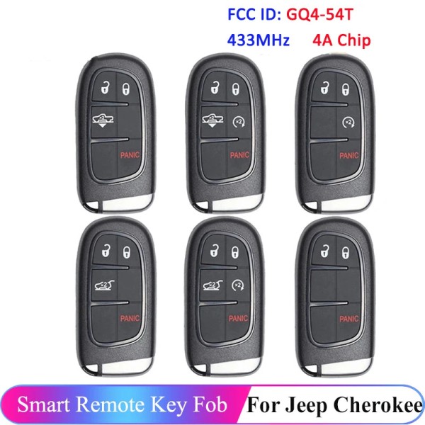 GQ4-54T 433MHz Hitag AES 4A Chip For Jeep Cherokee 2014 - 2020 (No logo/With logo)