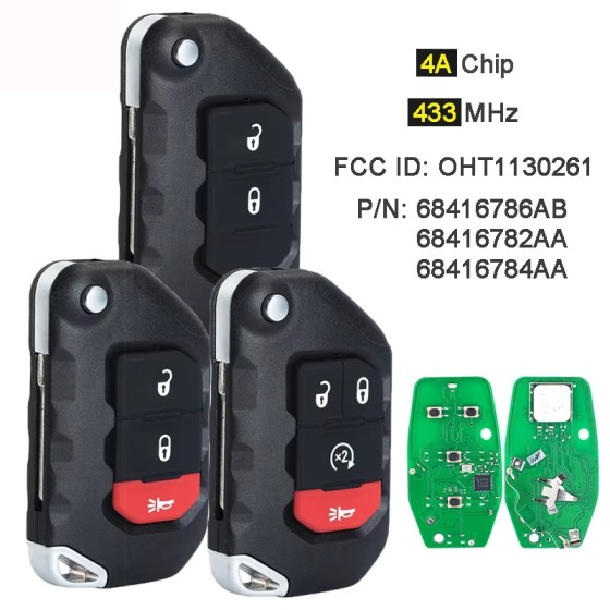 433MHz PCF7939M 4A FCC ID: OHT1130261 68416784AA Keyless Go Smart Remote Key Fob(No logo/With logo)