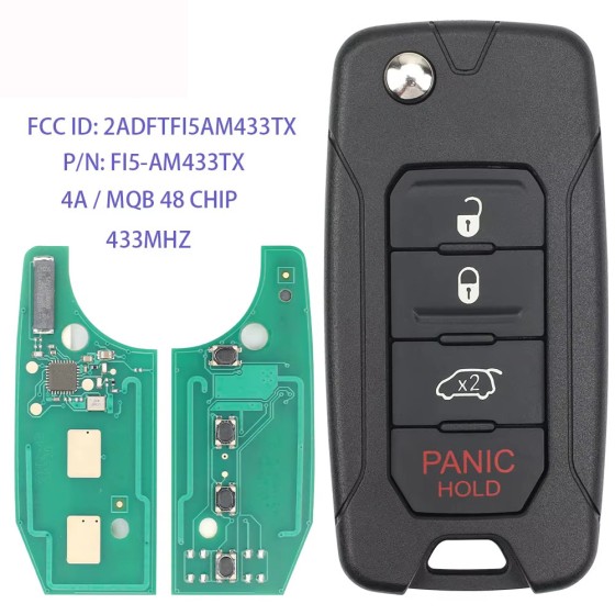 Jeep Renegade 4/2+1/3+1 Buttons FCCID:2ADFTFI5AM433TX P/N:FI5-AM433TX 433MHz 4A Chip/MQB48 Chip