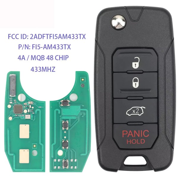 Jeep Renegade 4/2+1/3+1 Buttons FCCID:2ADFTFI5AM433TX P/N:FI5-AM433TX 433MHz 4A Chip/MQB48 Chip