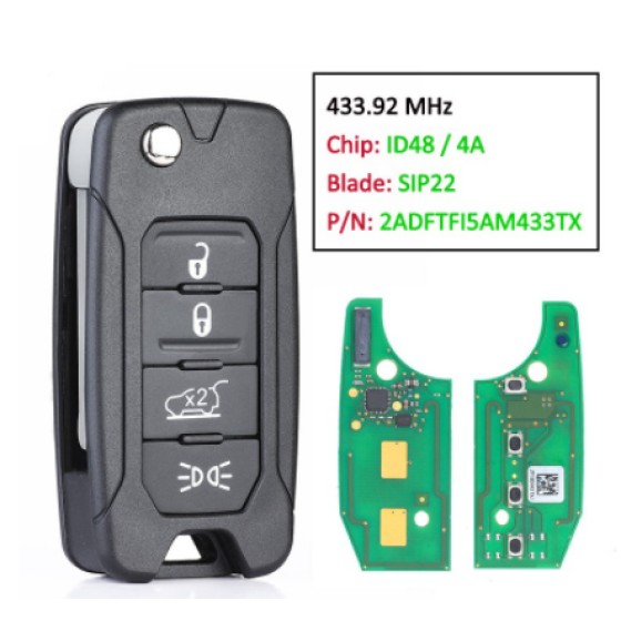 Jeep Renegade 4/2+1/3+1 Buttons FCCID:2ADFTFI5AM433TX P/N:FI5-AM433TX 433MHz 4A Chip/MQB48 Chip
