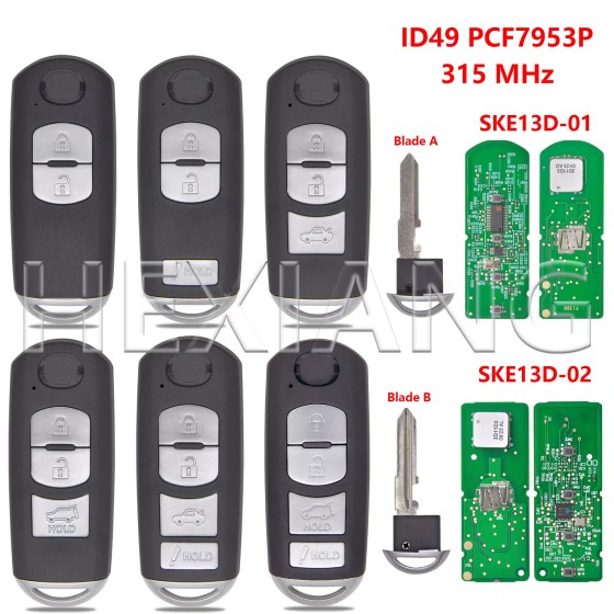 Mazda 315MHz FSK  ID49 Chip PCF7953P FCC: WAZSKE13D01