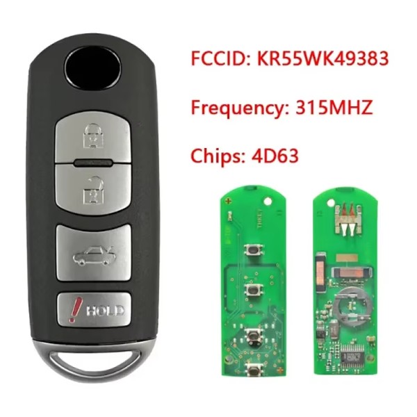 Mazda 6 4 Button 315MHz FCC: KR55WK49383 VDO System