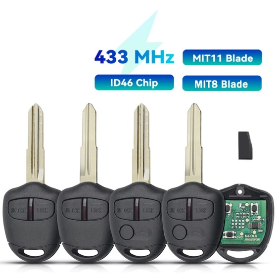 Mitsubishi 2/3 Buttons 433.92MHz ID46  Chip MIT8/MIT11R Blade(No logo/With logo)