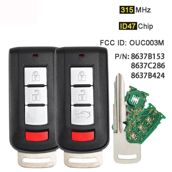 Mitsubishi 2+1/3+1 Buttons OUC003M 315MHz ID47 Chip(No logo/With logo)