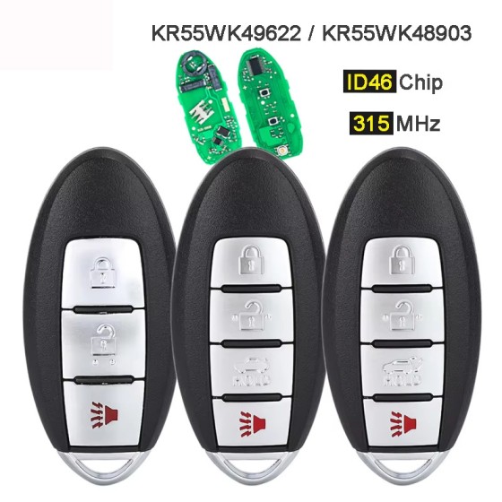Nissan 2+1/3+1 Buttons KR55WK48903 315MHz ID46  (No logo/With logo)