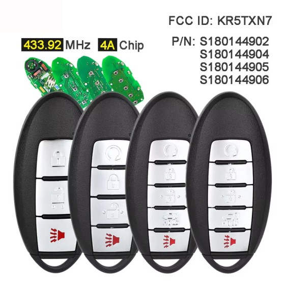 Nissan 2+1/3+1 Buttons Sedan 4A Chip KR5TXN7 S180144902 433.92FSK(No logo/With logo)