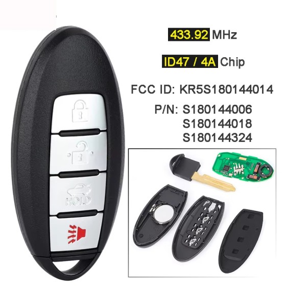 Nissan Altima 433.92MHz ID47 / 4A Chip S180144324/006/018 (No logo/With logo)