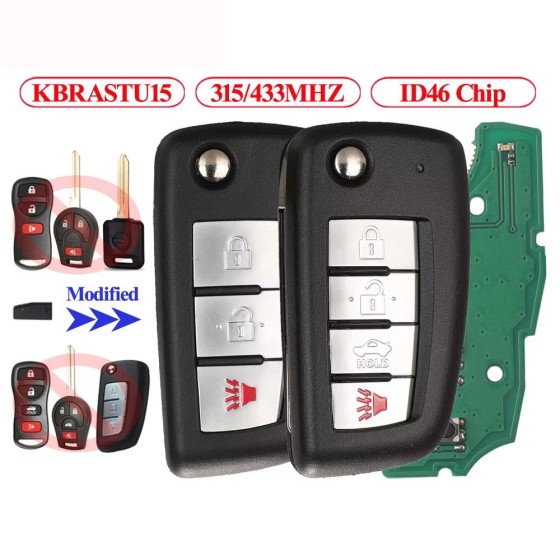 Nissan 2+1/3+1 Buttons 315/433MHz ID46 Chip KBRASTU15(No logo/With logo)
