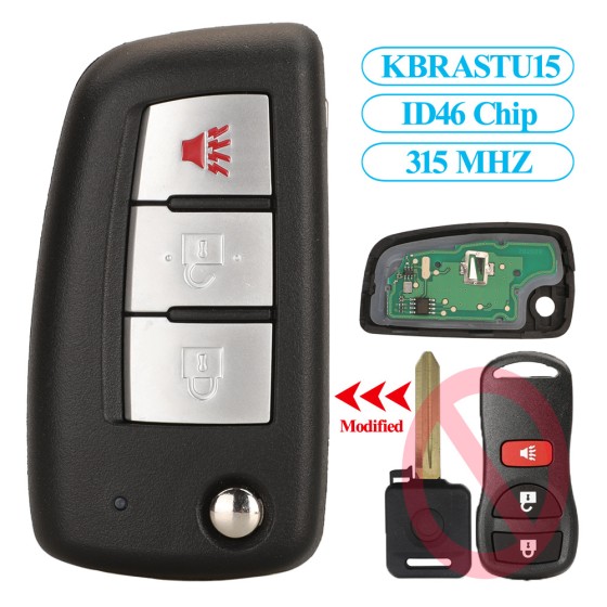 Nissan 2+1/3+1 Buttons 315/433MHz ID46 Chip KBRASTU15(No logo/With logo)