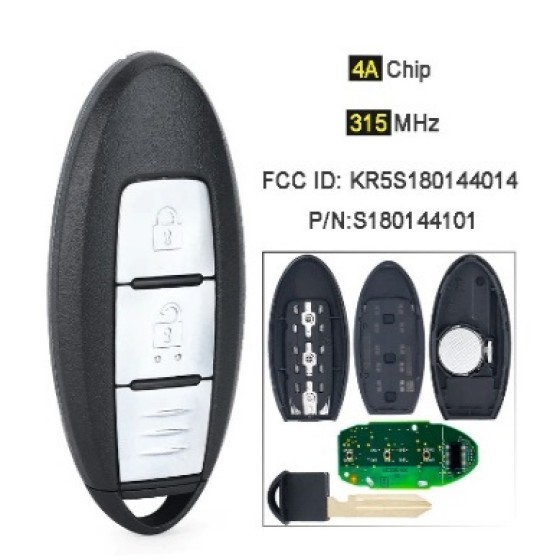 SK 315MHz 4A Chip S180144101 KR5S180144014 Keyless-go smart Remote Key Fob 2 Button For Nissan Aatima X-trail