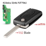ID46 PCF7941 Remote Key For Peugeot 2BTN
