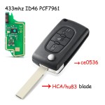 3 Buttons 433Mhz ID46 PCF7941 light Remote Car Key