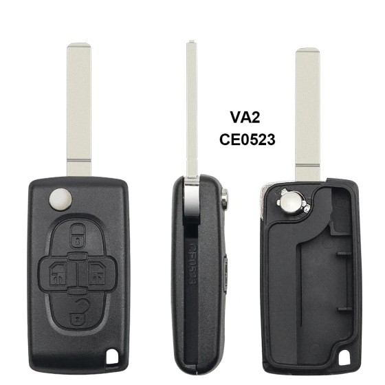 4 Buttons Light Car Key Shell Fob For Peugeot