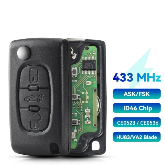 Peugeot 3BTN Sedan 434Mhz ID46 PCF7941 Remote Key