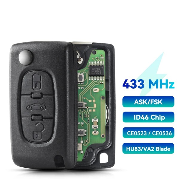 Peugeot 3BTN Sedan 434Mhz ID46 PCF7941 Remote Key