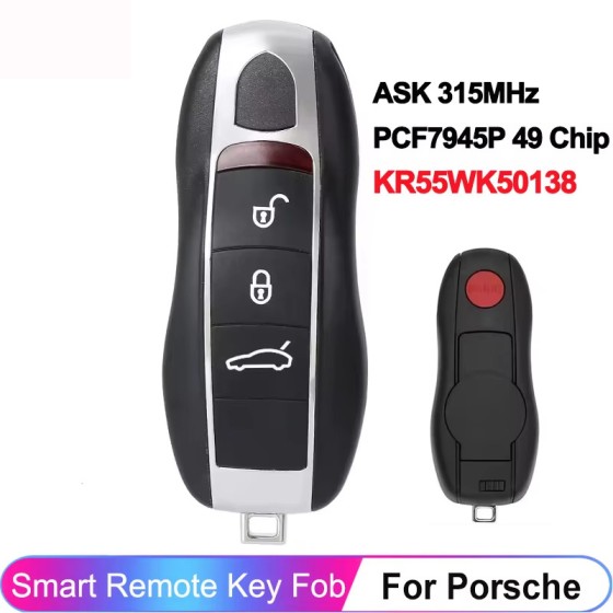 Porsche 3+1 Buttons Remote Key KR55WK50138 ASK 315MHz Keyless Go(No logo/With logo)