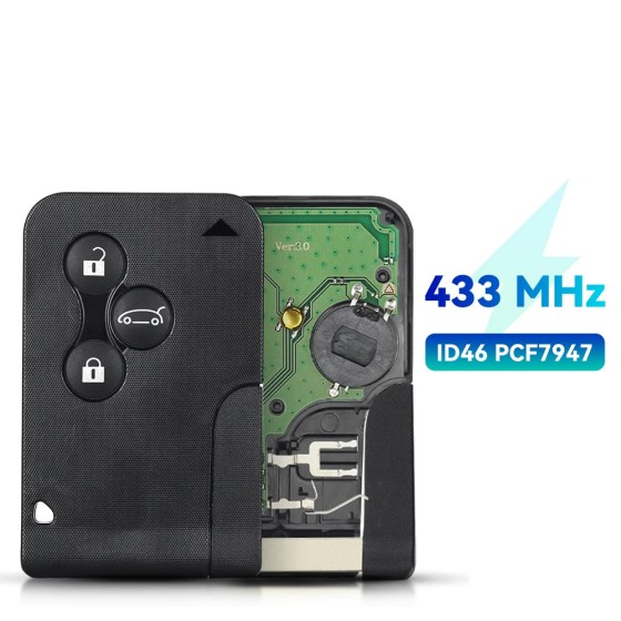 Smart Card Key 434Mhz ID46 PCF7947 Chip For Renault Clio Logan Megane 2 3 Scenic(No logo/With logo)