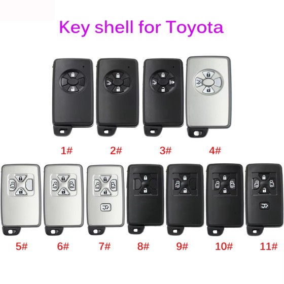 Toyota smart key shell 3/4/5 Buttons Silver/Black(No logo/With logo)