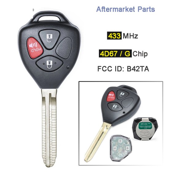 TOY 2+1 Buttons P/N:B42TA/B41TA 433MHz (No Chip/67 Chip/G Chip)