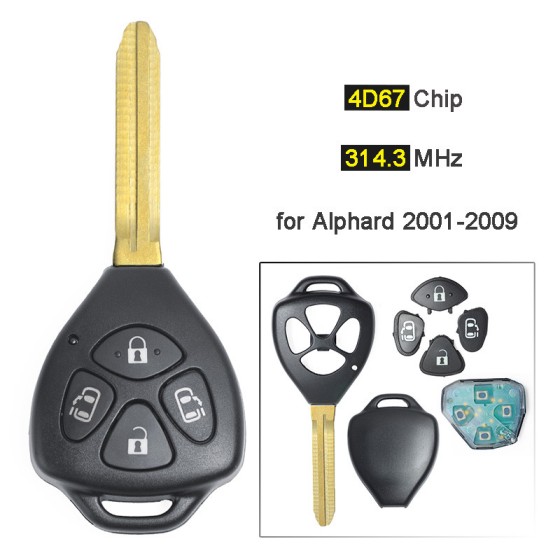 Toyota Alphard 2001-2004/2005-2009 Remote Key 314.3mhz No chip