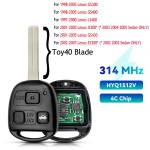 Toyota Land Cruiser Head Key / 4C or 4D67 Chip / PN: 89070-60090 / HYQ1512V(No logo/With logo)