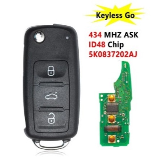 3 Buttons 433MHz ID48 Chip 5K0 837 202AJ